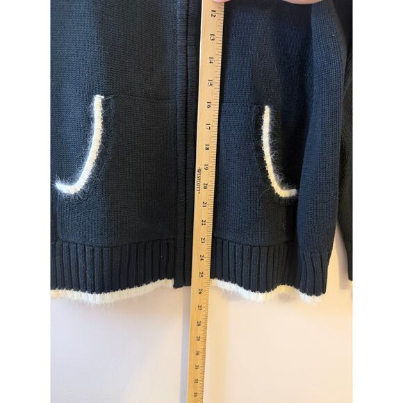 Quacker Factory Festive Snowflake Full Zip Sweater Black White Winter Sweater S - Picture 8 of 8